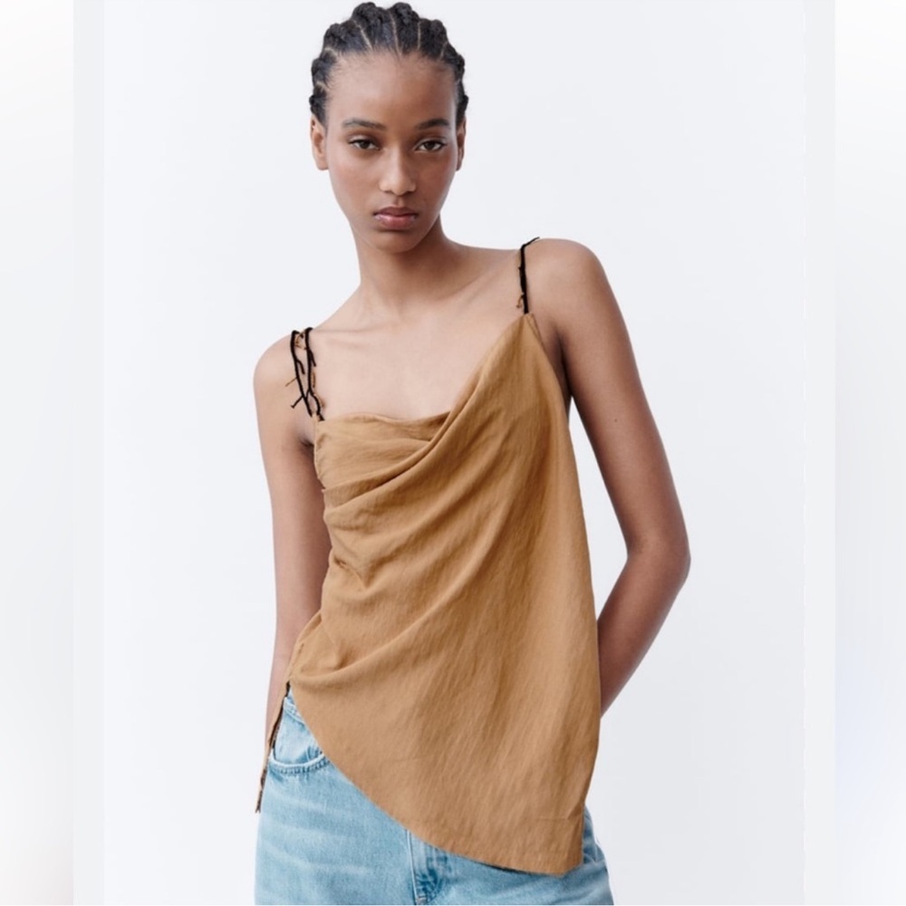 Zara beaded asymmetrical draped top